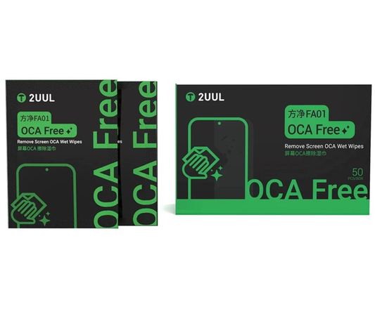 Feuchte Reinigungstücher 2UUL FA01 zur Entfernung von OCA / LOCA Klebstoff, Set mit 50 Stück