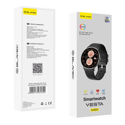 Smartwatch Blavec M01 Vesta Call, Schwarz