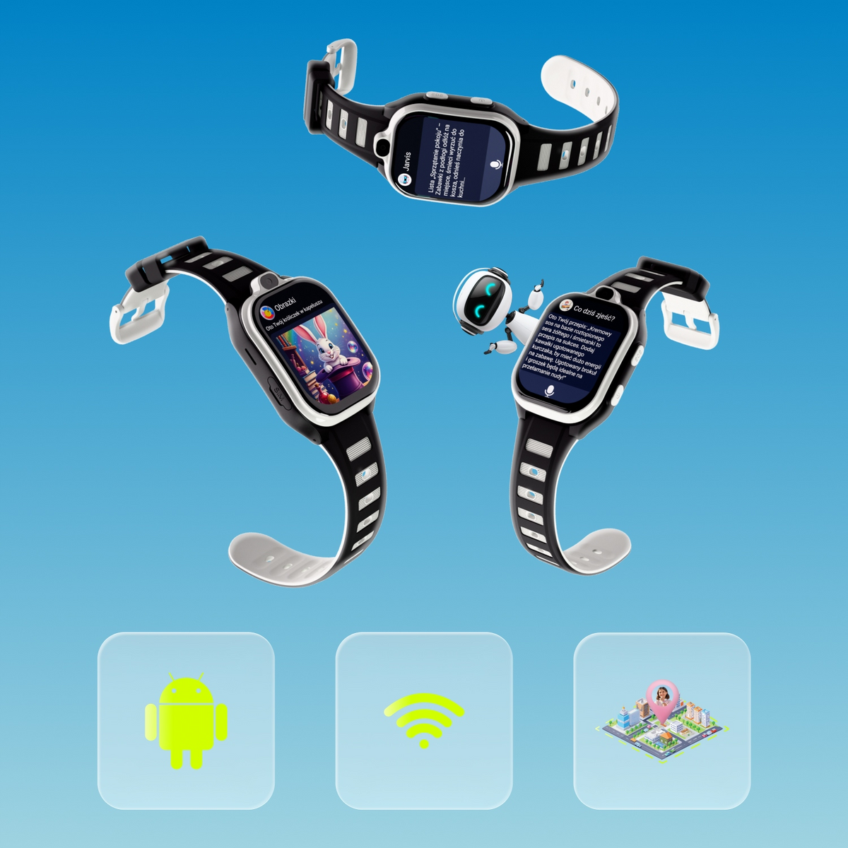 Smartwatch Forever Kids Boost KW-530 Call, Schwarz