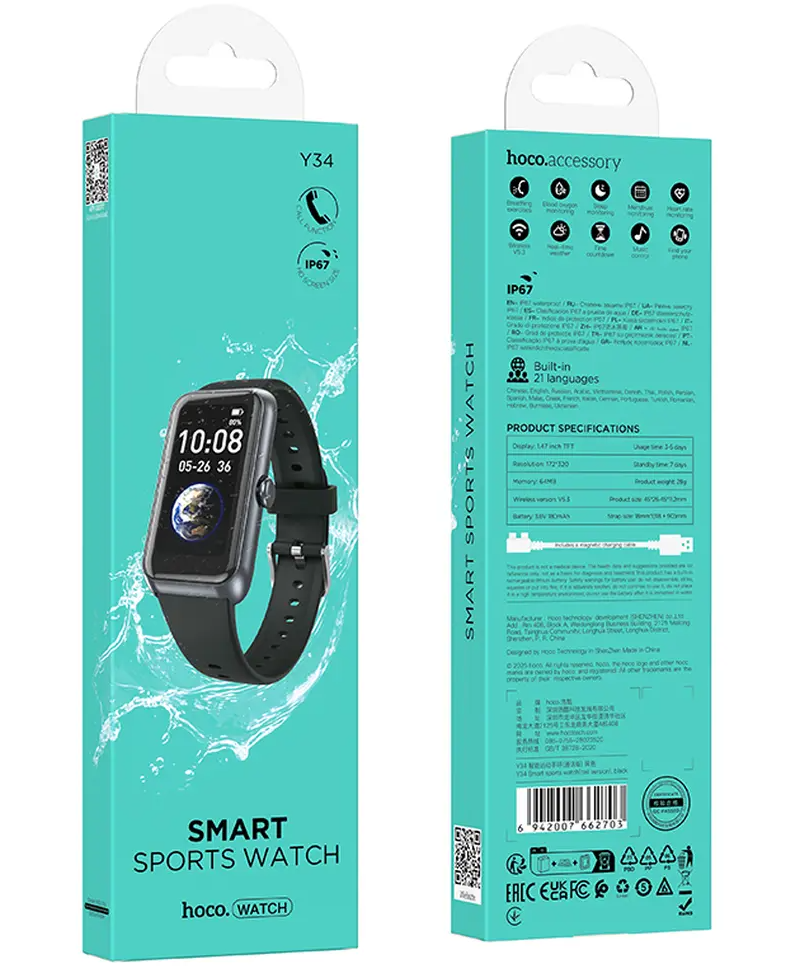 Smartwatch HOCO Y34 Call, Schwarz