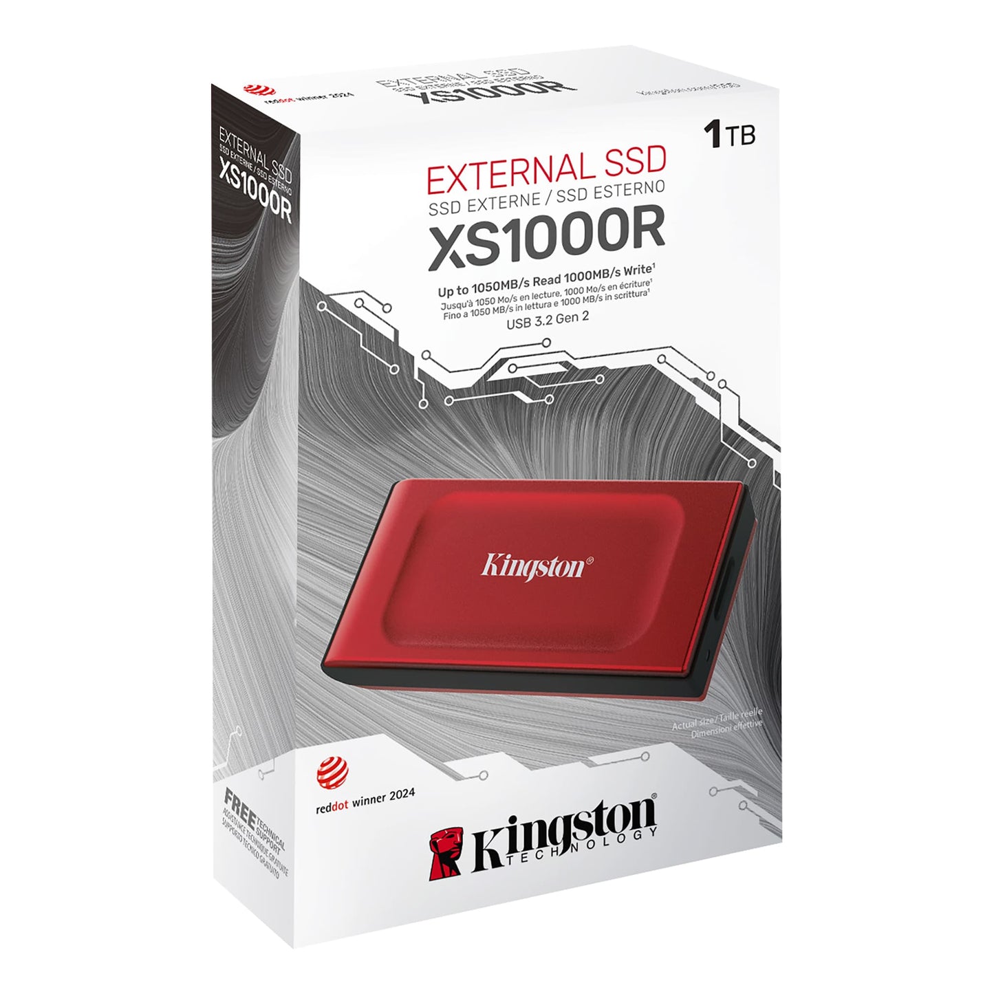 Solid State Drive (externes SSD) Kingston XS1000, 1TB, Rot SXS1000R/1000G