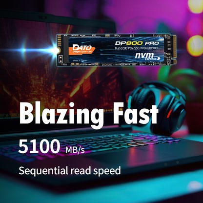 Solid State Drive (SSD) Dato DP800 Pro, NVME M.2 2280, PCIe, 4TB, Schwarz DP800PSSD-4TB
