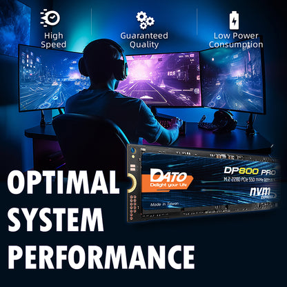 Solid State Drive (SSD) Dato DP800 Pro, NVME M.2 2280, PCIe, 4TB, Schwarz DP800PSSD-4TB