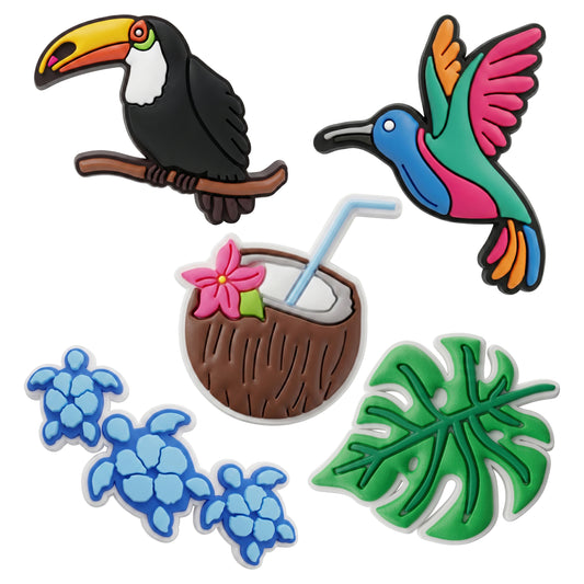 3D OEM Tropical Birds Aufkleber für Telefon-/Tablet-Hülle, 5-teiliges Set, Mehrfarbig