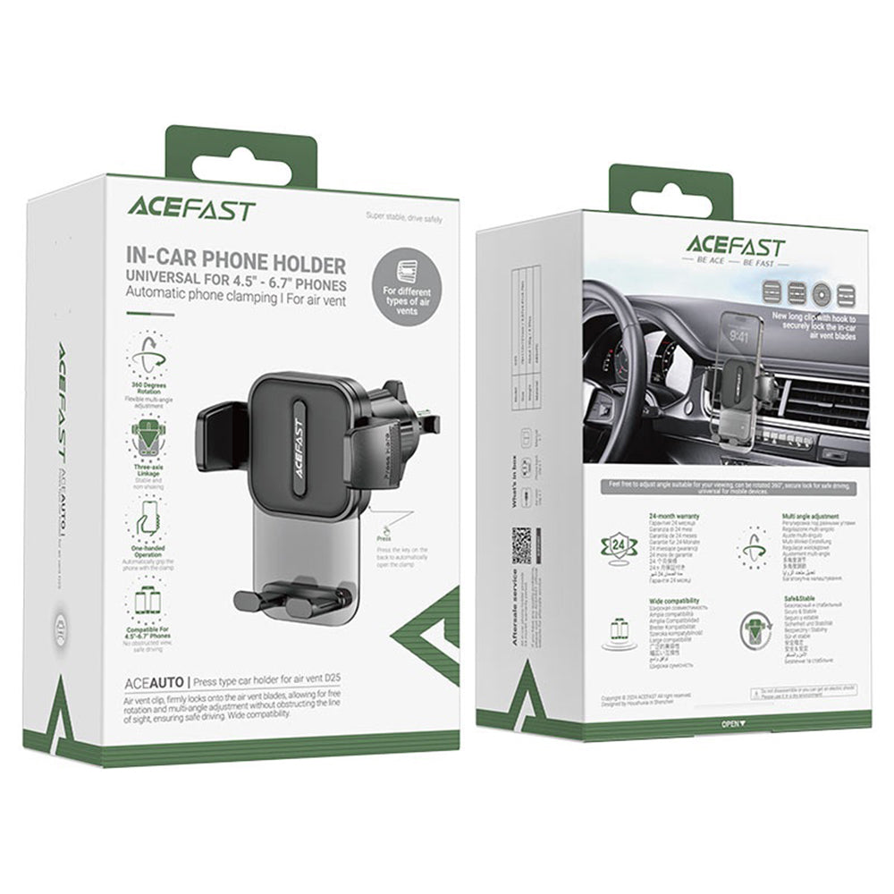 Autohalterung Acefast D25, 4,5 Zoll - 6,7 Zoll, Schwarz