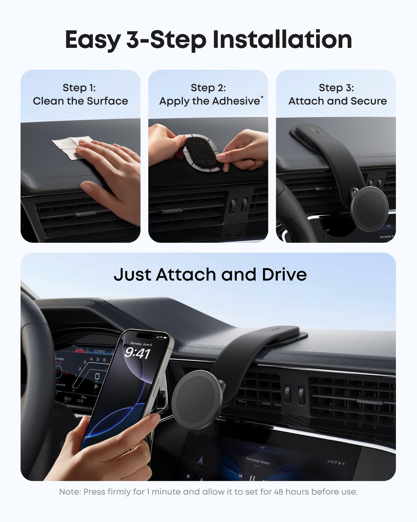 Anker Nano Magnetischer Autohalter, Universal, Schwarz A9110H11