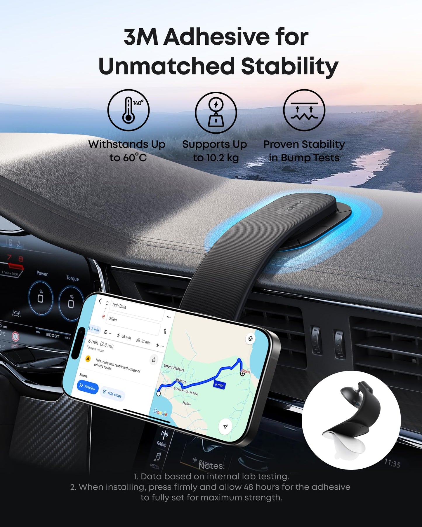 Anker Nano Magnetischer Autohalter, Universal, Schwarz A9110H11
