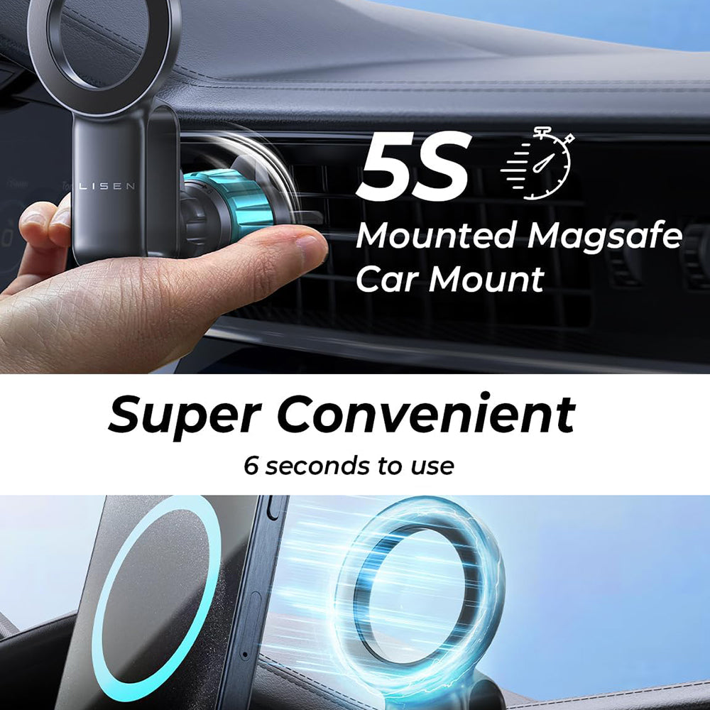 Lisen Magnetic Car Holder, Universal, Black YL0224050012