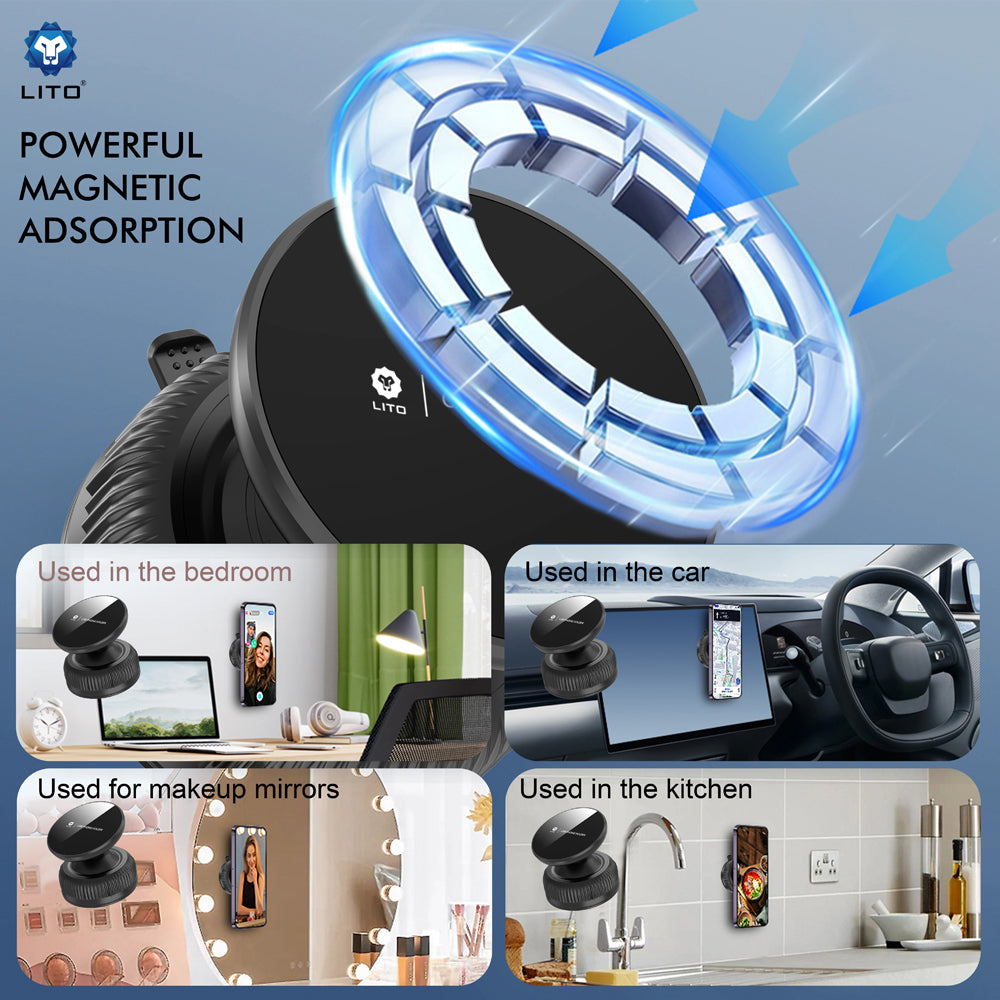 Magnetische Autohalterung Lito LT-W12, Universal, Schwarz