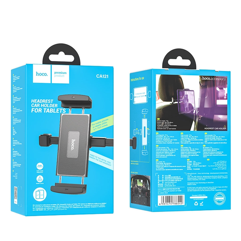 Auto-Kopfstützenhalter HOCO CA121 für Telefon / Tablet, 4,7 Zoll - 10,5 Zoll, Schwarz