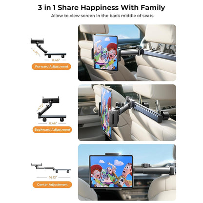 Auto-Kopfstützenhalter Lisen für Telefon / Tablet, 4,7 Zoll - 12,9 Zoll, Schwarz YL0423090004