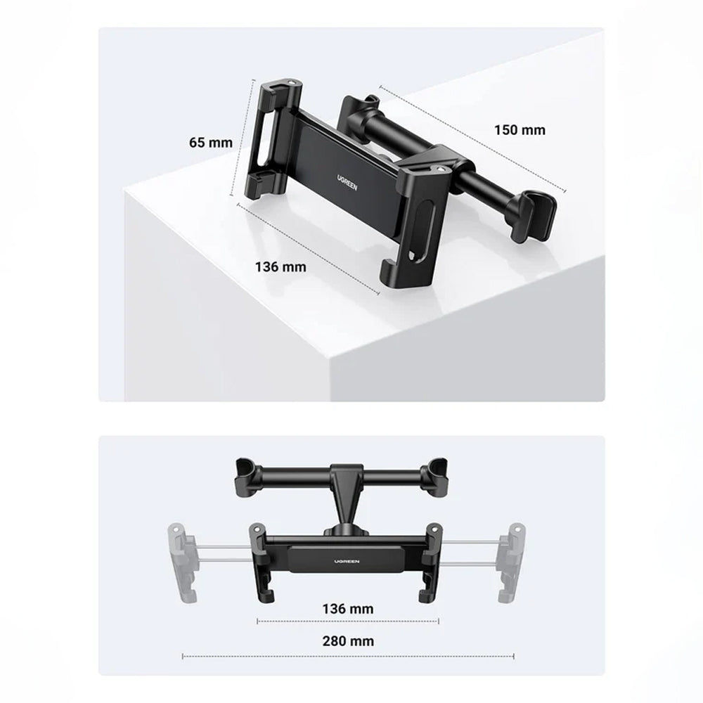 Auto-Kopfstützenhalter UGREEN LP160 (60108), 4,7 Zoll - 12,9 Zoll, Schwarz