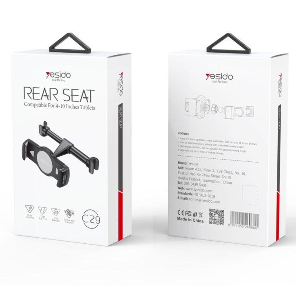 Yesido C29 Car Headrest Mount, 4inch - 10inch, Black