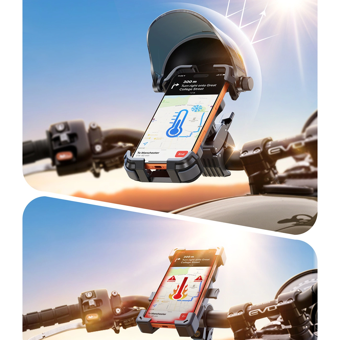 Fahrrad- und Motorradhalter mit Sonnenschutz Joyroom JR-ZS528, 4,7 Zoll - 7 Zoll, Schwarz