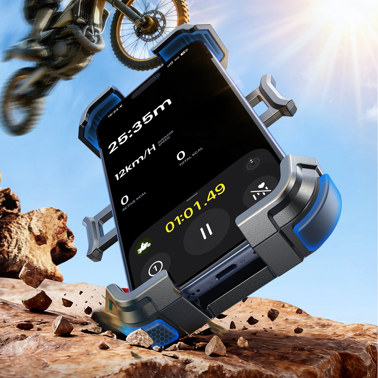 Fahrrad- und Motorradhalter mit Sonnenschutz Joyroom JR-ZS526, 4,7 Zoll - 7 Zoll, Schwarz