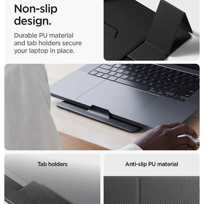 Spigen Slim Fold LD201-S8 Laptopständer für max. 16 Zoll, Schwarz AMP11117