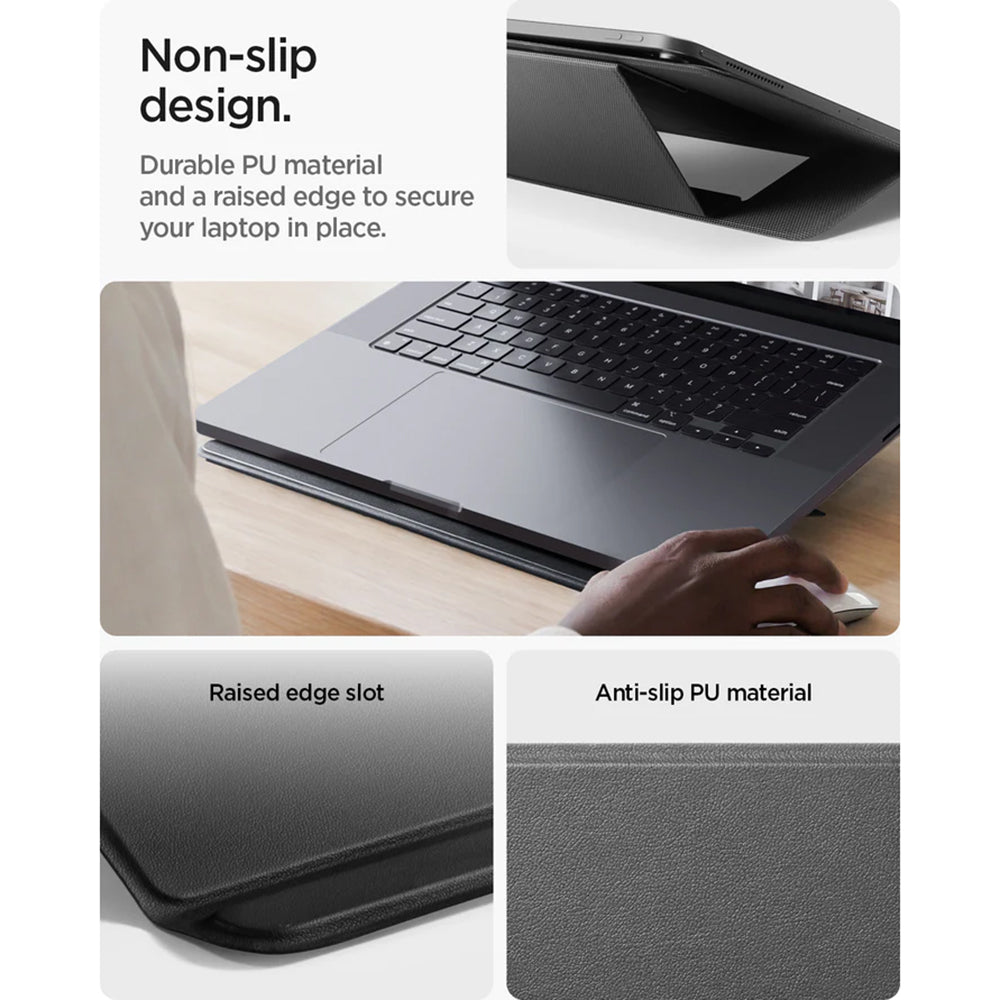 Spigen Slim Fold LD201-S7 Ständer für Laptop max. 14 Zoll, Schwarz AMP11116