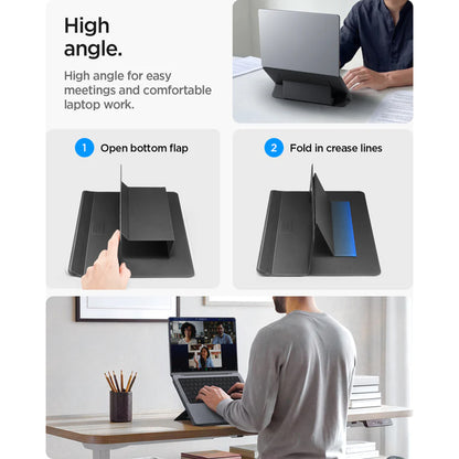 Spigen Slim Fold LD201-S7 Ständer für Laptop max. 14 Zoll, Schwarz AMP11116