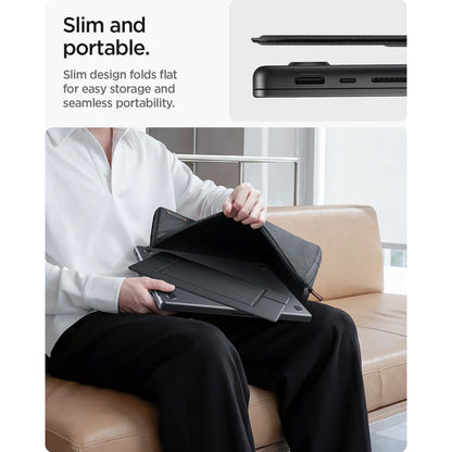 Spigen Slim Fold LD201-S7 Ständer für Laptop max. 14 Zoll, Schwarz AMP11116