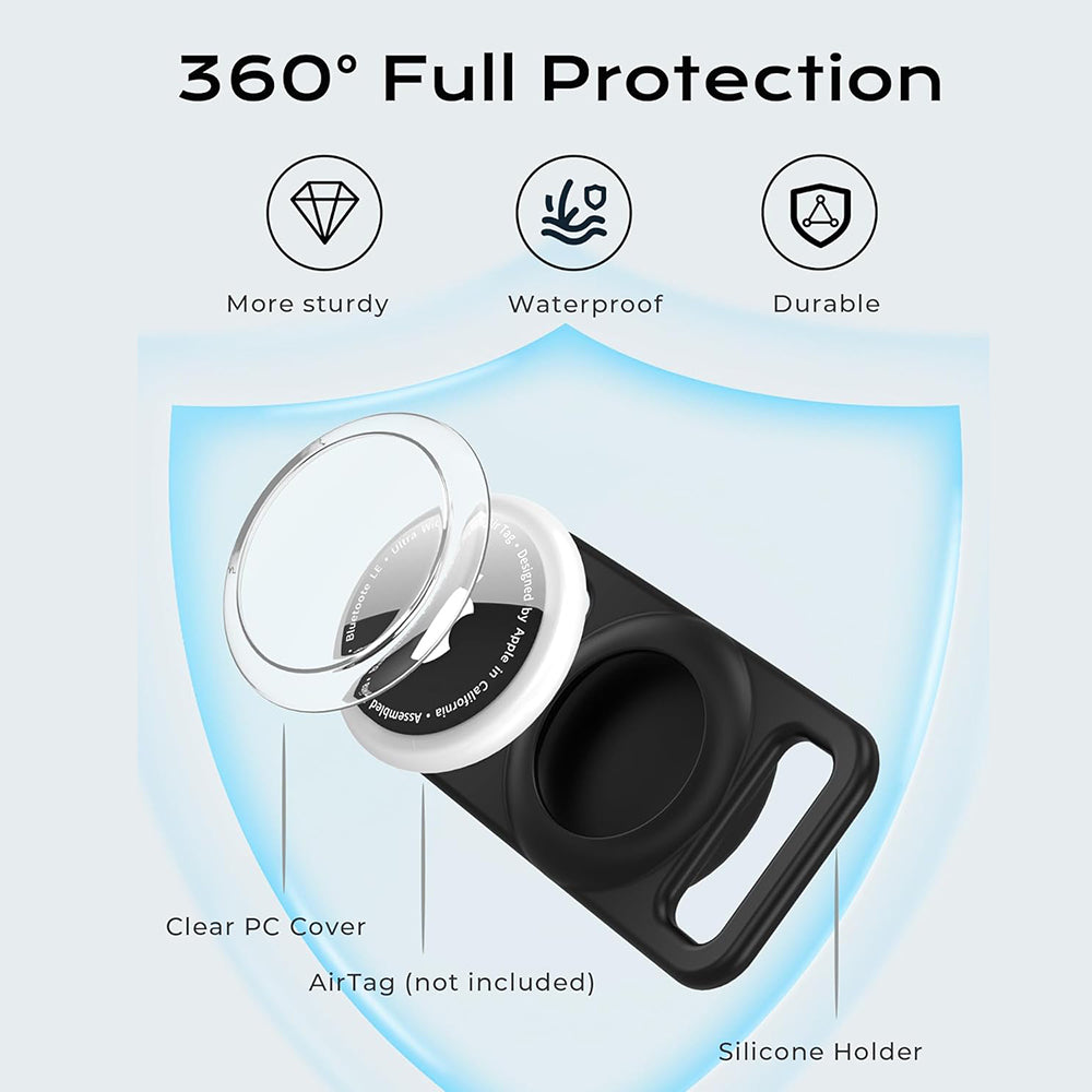 Techsuit BuddyGuard DG1 Halterung für Apple AirTag am Haustierhalsband, Schwarz