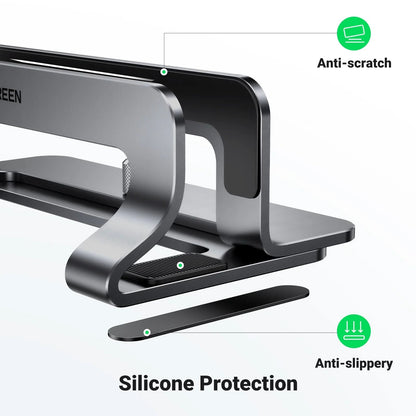 Vertikaler UGREEN LP258 Laptopständer für Laptops mit einer Dicke von 12mm - 26mm, Silber