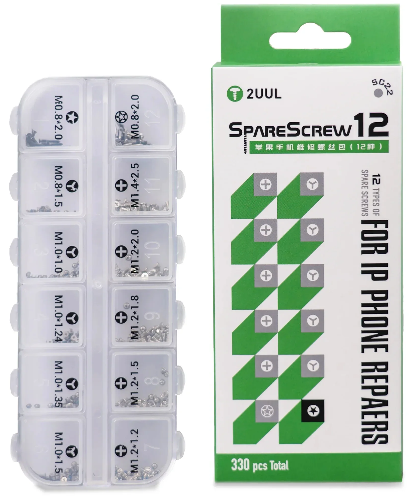 2UUL SC22 Schrauben für Apple iPhone Serie, 330in1