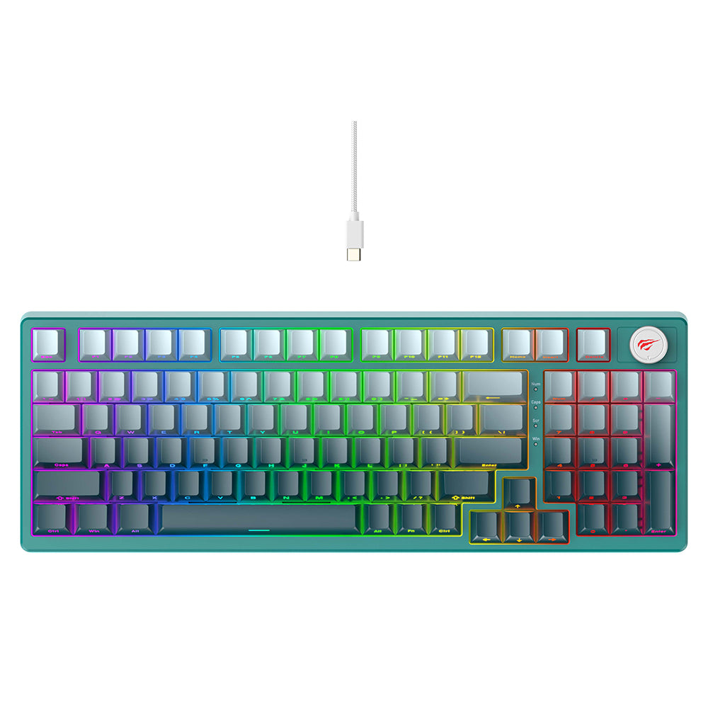 Gaming-Tastatur HAVIT KB899L, RGB, 1.8m, Weiß Grün