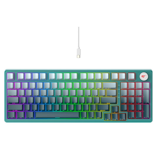 Gaming-Tastatur HAVIT KB899L, RGB, 1.8m, Weiß Grün