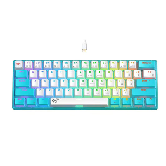 Gaming-Tastatur HAVIT KB903L, RGB, 1,8m, Weiß Blau