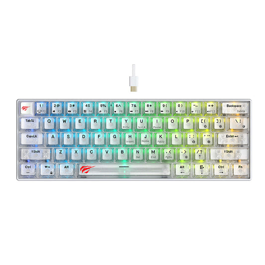 Gaming-Tastatur HAVIT KB903L, RGB, 1,8m, Weiß Transparent