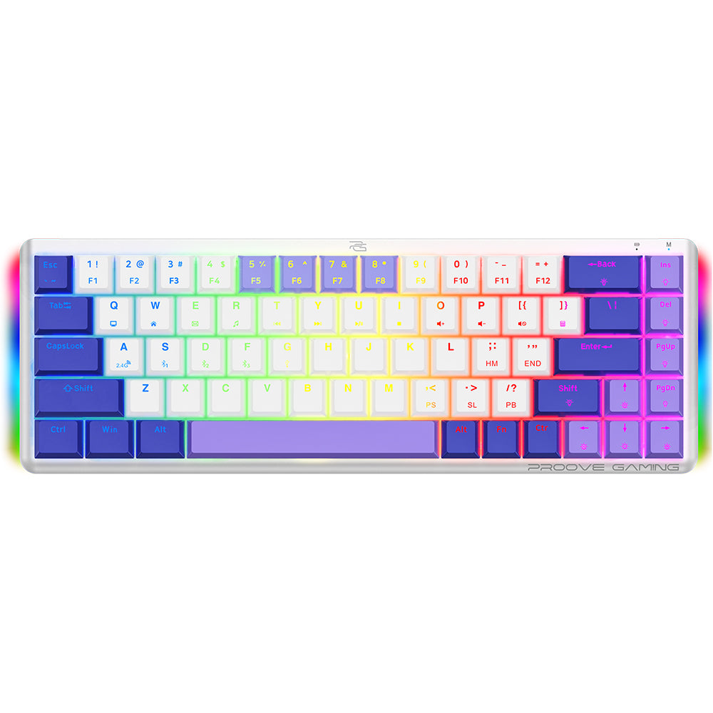 Gaming-Tastatur Wireless Proove AFK, RGB, BT / Wi-Fi / Kabelgebunden, 1,5m, Weiß WKAFKEN22002