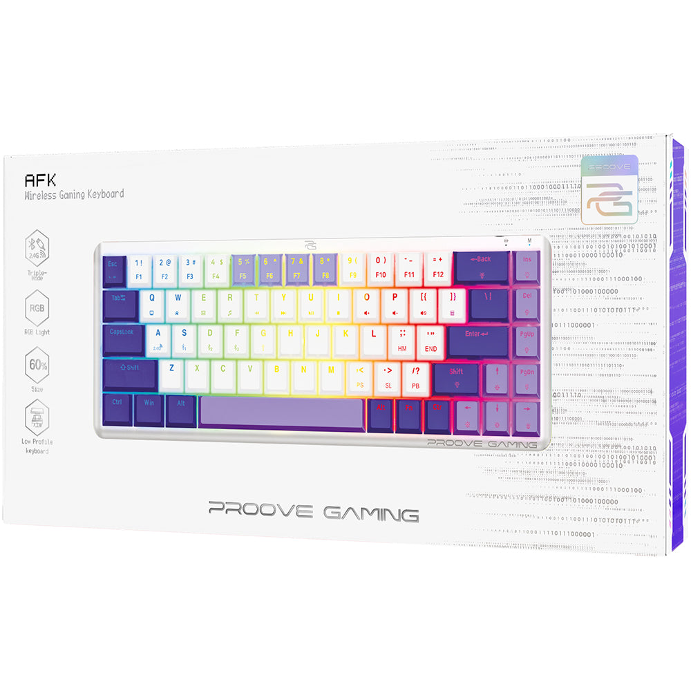 Gaming-Tastatur Wireless Proove AFK, RGB, BT / Wi-Fi / Kabelgebunden, 1,5m, Weiß WKAFKEN22002
