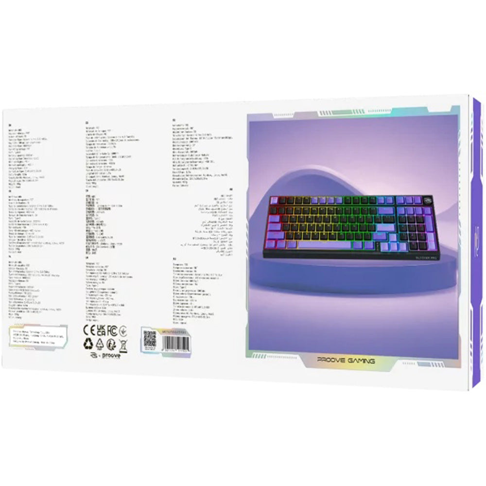 Gaming-Tastatur Wireless Proove Slicker Pro, RGB, BT / Wi-Fi / Kabelgebunden, 1.8m, Schwarz WKSLPEN22416