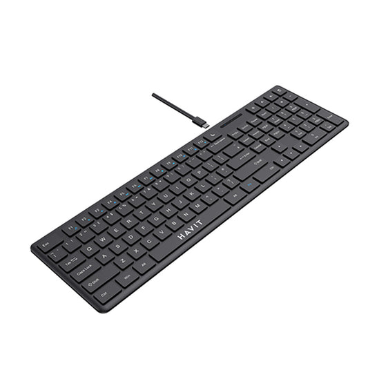 Wired USB-Tastatur HAVIT KB252, USB-C, 1,5m, Schwarz