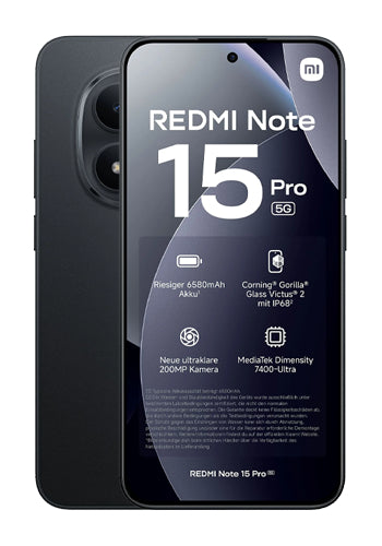 Mobiltelefon Xiaomi Redmi Note 15 Pro 5G, 512GB, 8GB, Schwarz