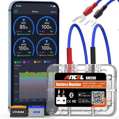 Bluetooth-Tester zur Überwachung der Autobatterie Ancel BM200