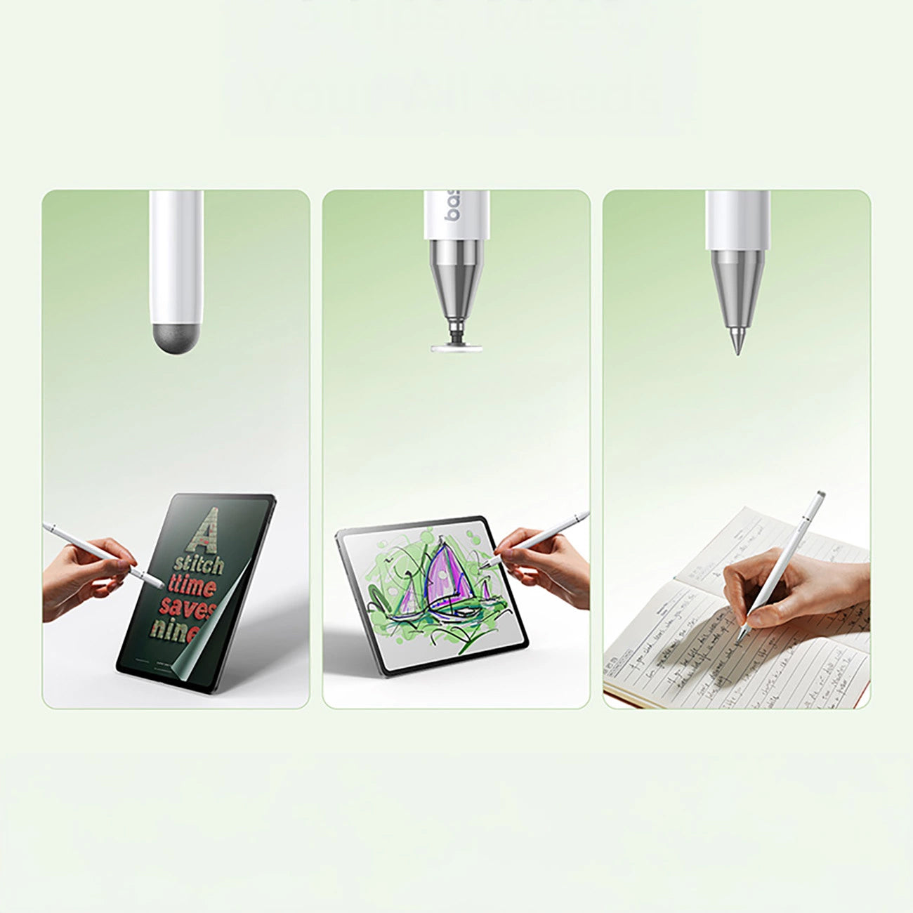 Touch Pen Baseus Smooth Writing 3 Magnetic 3in1 Series, Passive Version, White P80080804213-00