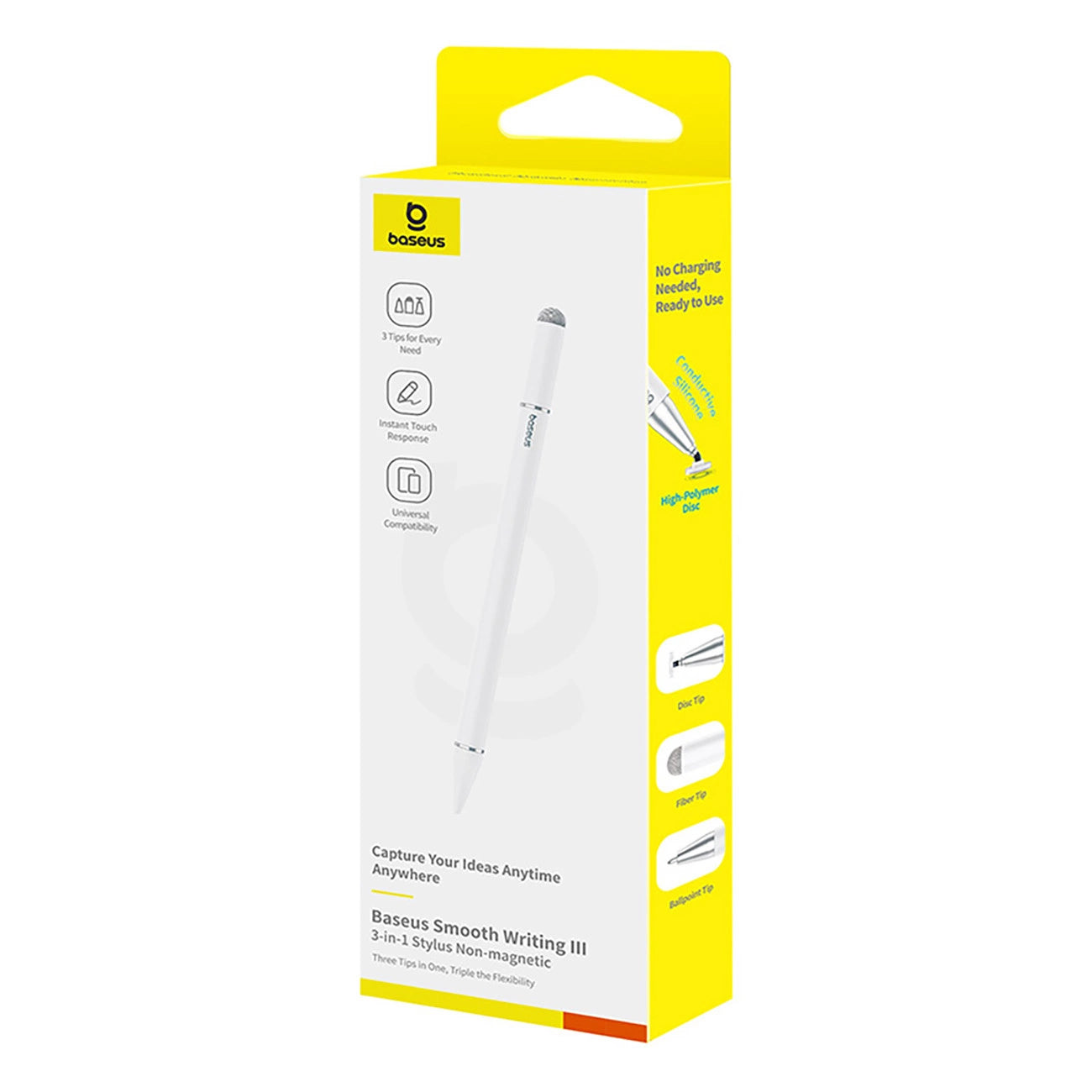Touch Pen Baseus Smooth Writing 3 Magnetic 3in1 Series, Passive Version, White P80080804213-00