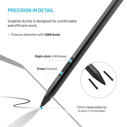 Touch Pen Fixed Graphite Active for Devices with MPP Support, Black