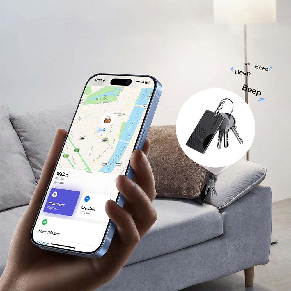 UGREEN SmartTag Smart Finder Slim 2 CM920 (75120A) für iOS-Serie, 2 Stück Set, Schwarz