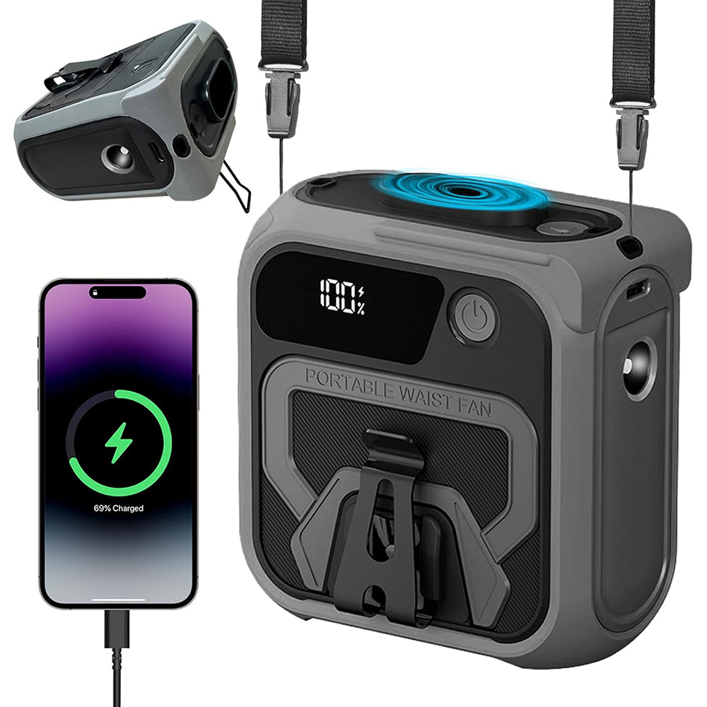 Tragbarer Ventilator Techsuit Z13 mit externem Akku 10000mAh, Grau